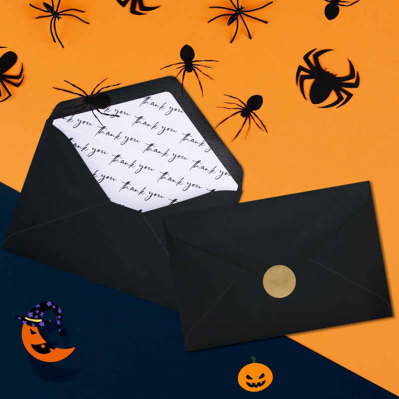 AZAZA Black Thank You Cards with Envelopes 4x6 inch, Bulk 100 Pack Thank You Notes 4 Minimalistic Designs, Funeral Thank You Cards with Envelopes and Gold Stickers for Graduation, Small Business - Image 4